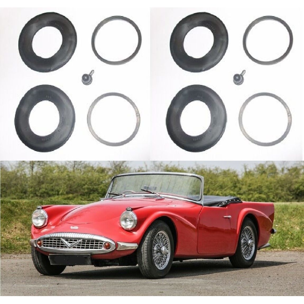 REAR BRAKE CALIPER REPAIR SEALS KITS x2 (Daimler Dart SP250) (1959- 64)